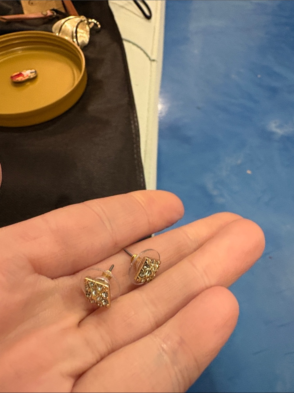 Gold Crystal Stud Earrings - Women Jewelry